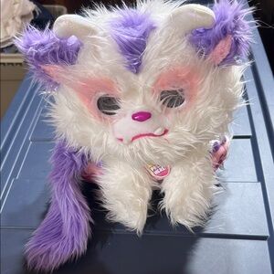Fuzzy Purple and White Interactive Monster Toy